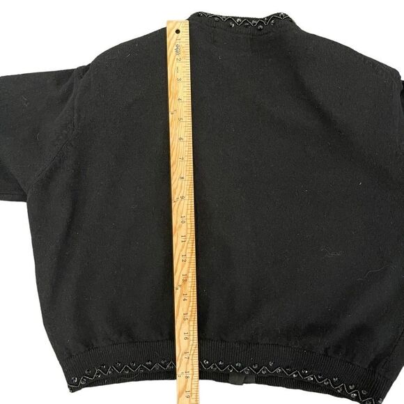 Vintage Dalmy’s Beaded Cardigan Black Wool Blend Christmas Women's M - Picture 10 of 12